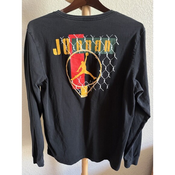 Jordan Long Sleeve Tee MJ Sports DNA Crewneck Graphic T Shirt Black Mens Size L - Picture 2 of 9